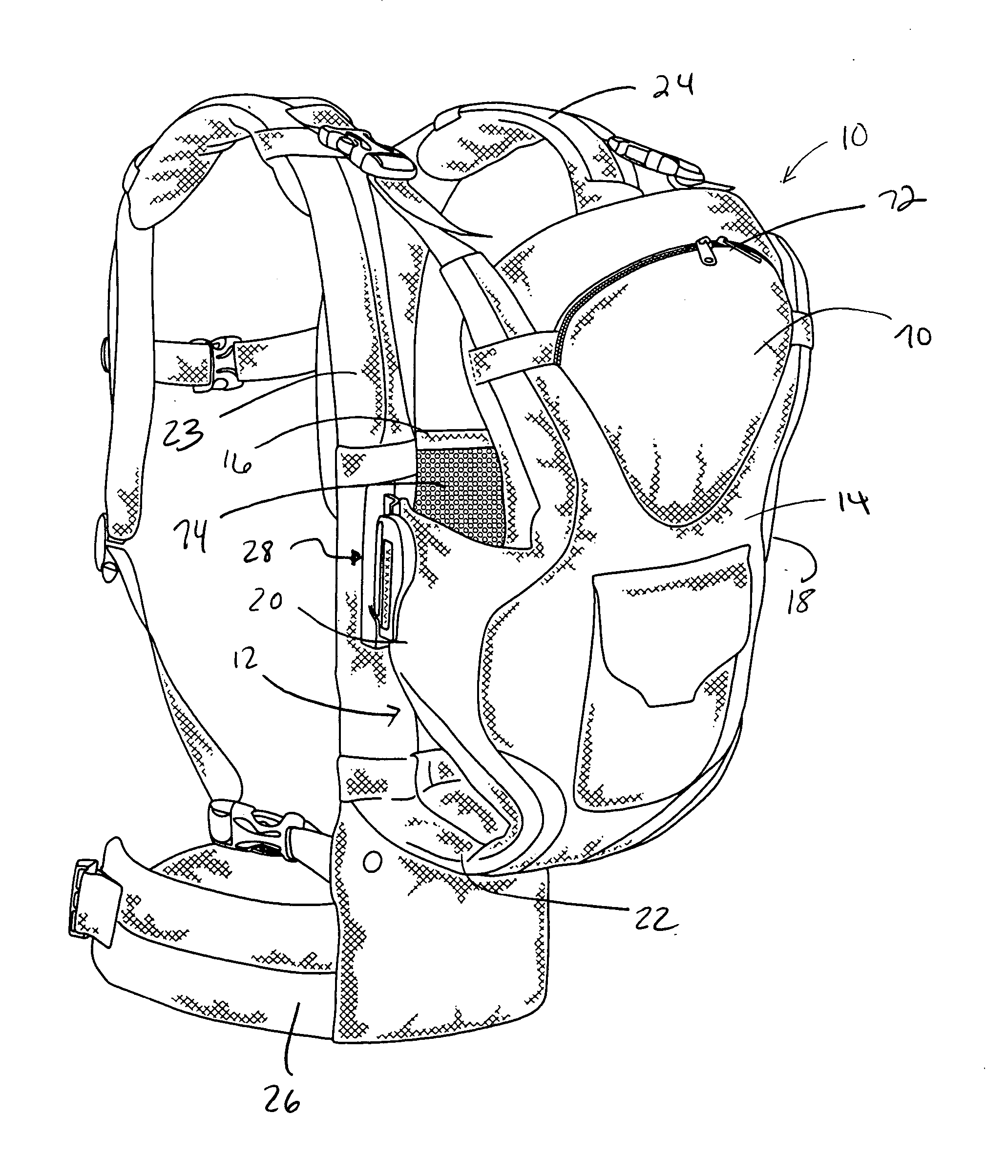 Child carrier with side buckle and venting