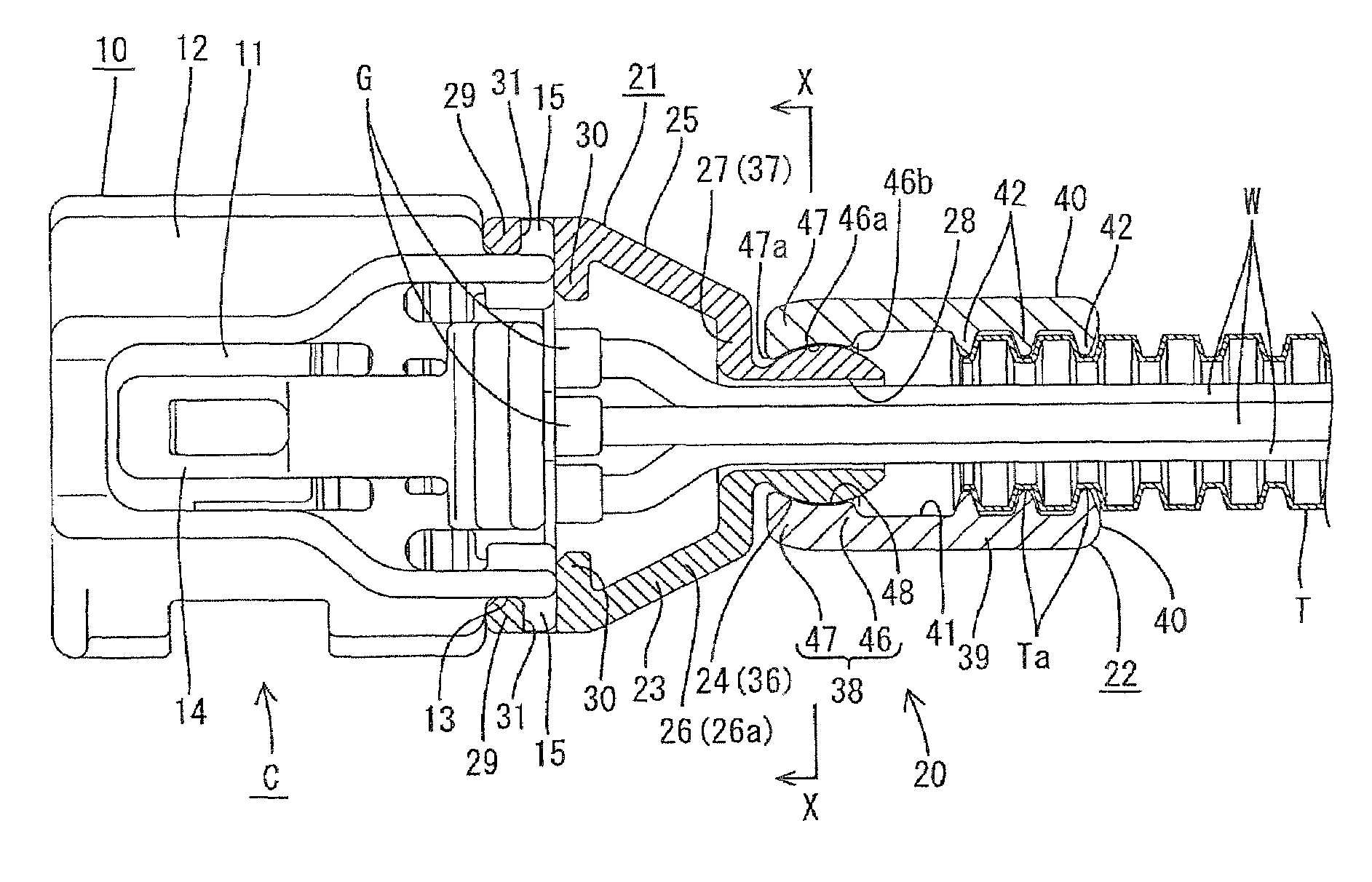 Connector with a wire cover for altering a pull-out direction of wires