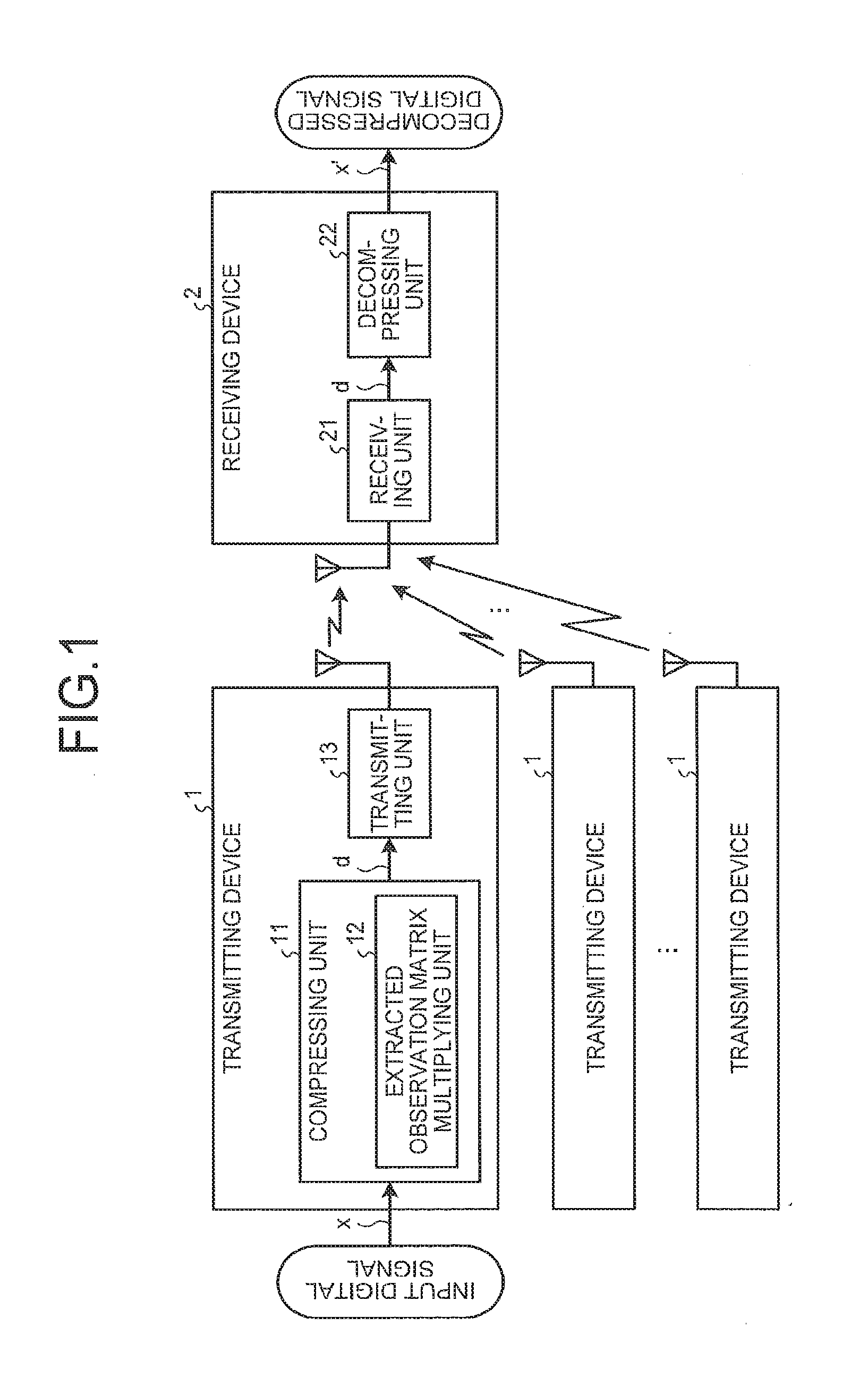 Transmitting device, receiving device, and transmitting and receiving system