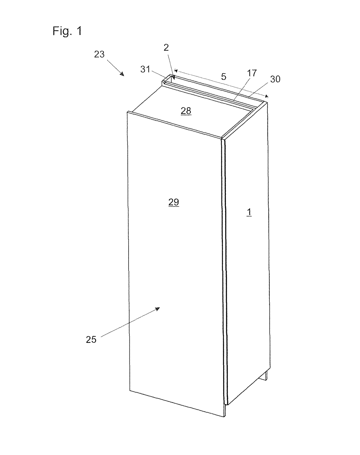 Arrangement of a door and cavity for an article of furniture