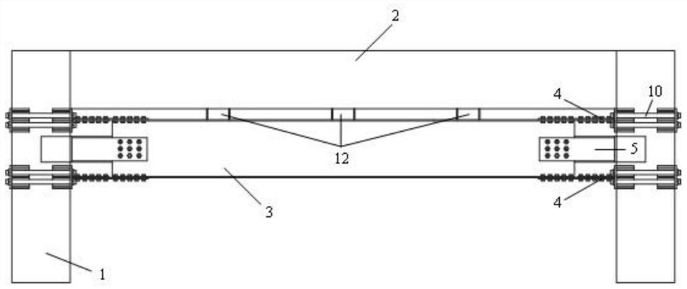 Damage-free steel beam reinforced concrete frame and construction method thereof