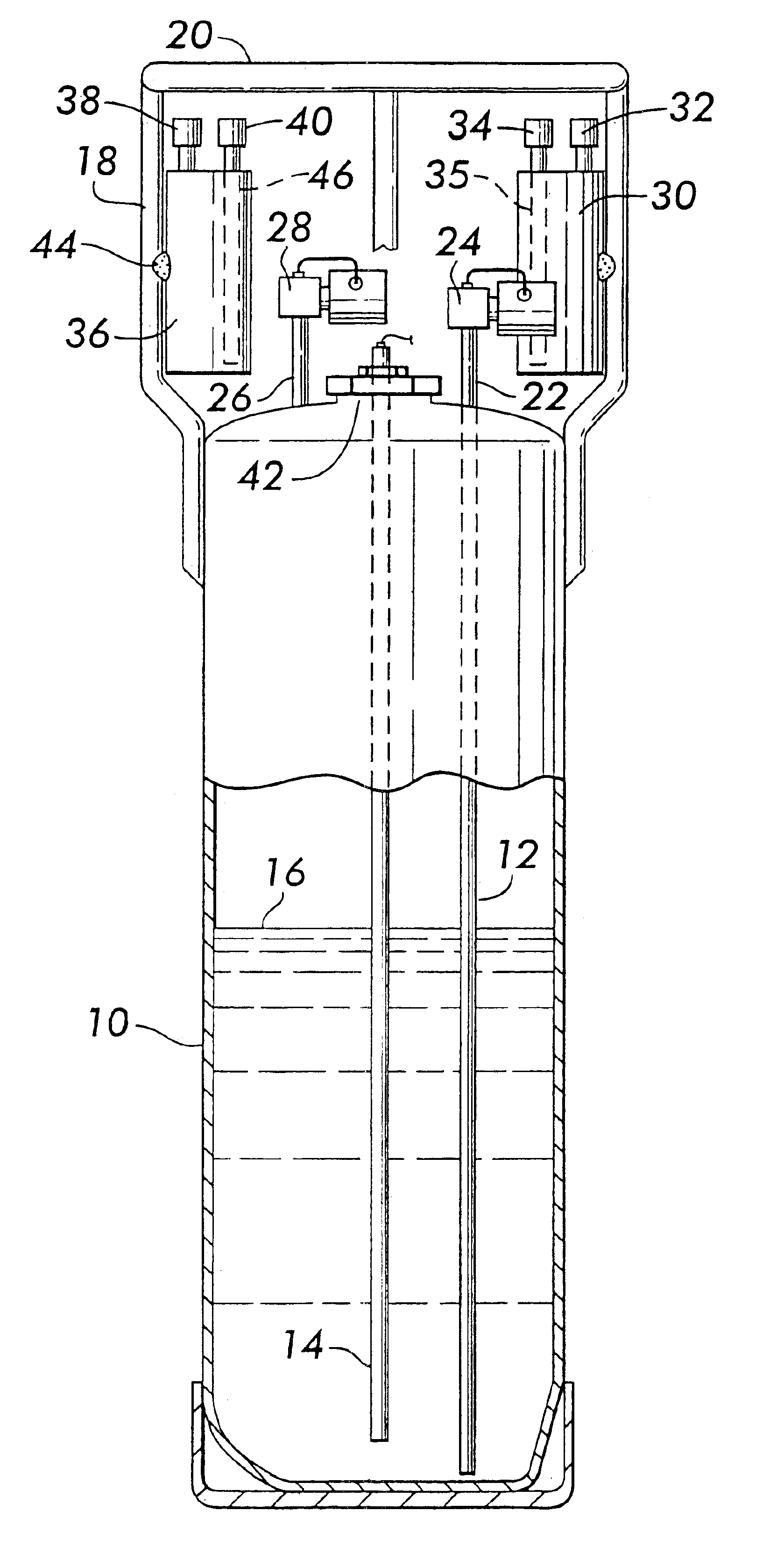 Multiple contents container assembly for ultrapure solvent purging