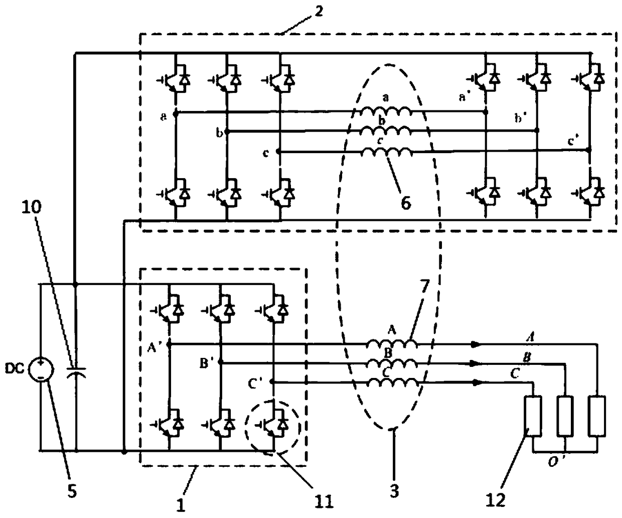 Three-phase multi-step wave inverter