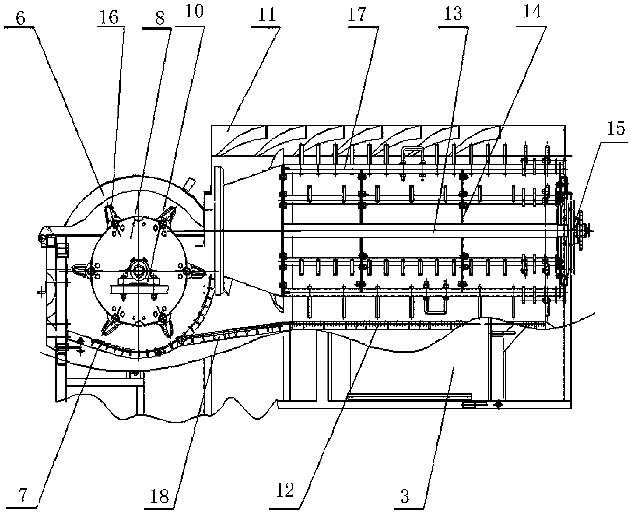 A crawler self-propelled longitudinal flow full-feed combine harvester