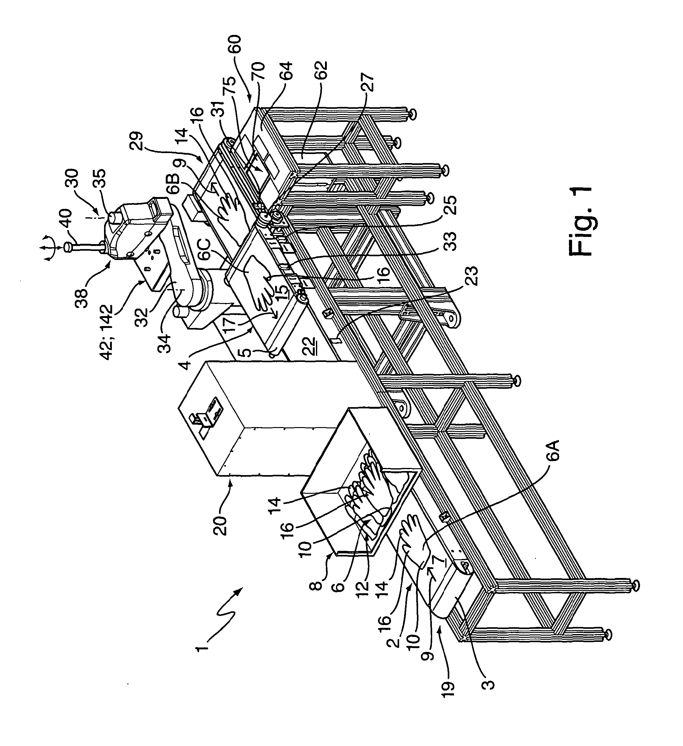 Lifting device and method for gloves stacking