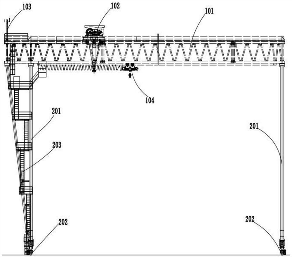 Large-span bridging gantry crane and construction method thereof