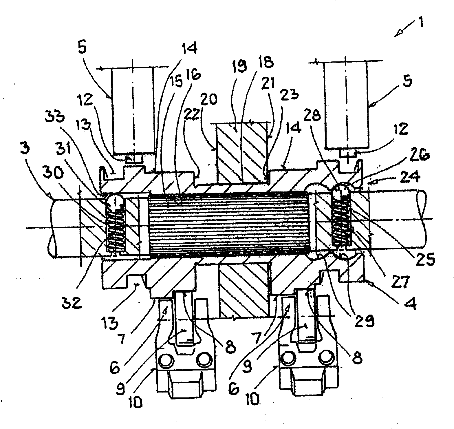 Valve train for gas exchange valves of an internal combustion engine having double-supported cam carriers