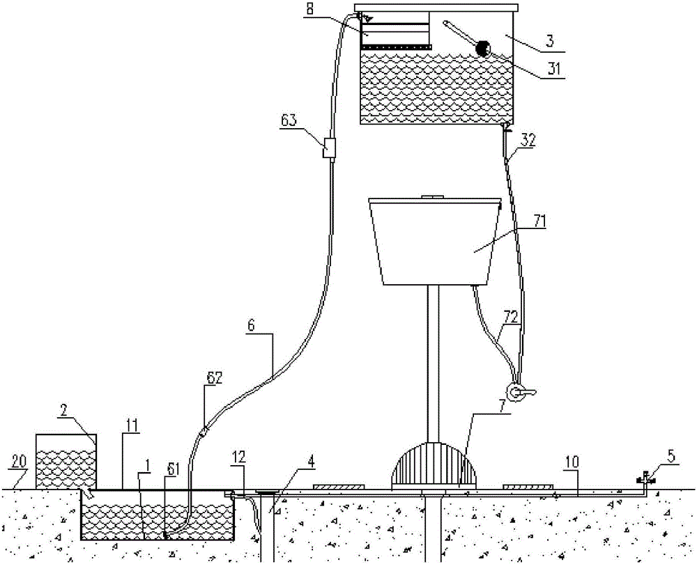 Domestic water secondary utilization energy-saving system