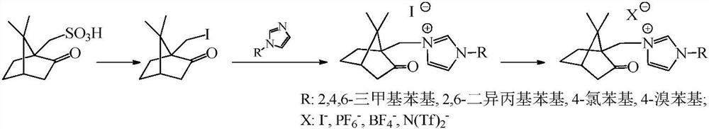 A class of camphor-based imidazole type ionic liquid and its preparation method and application