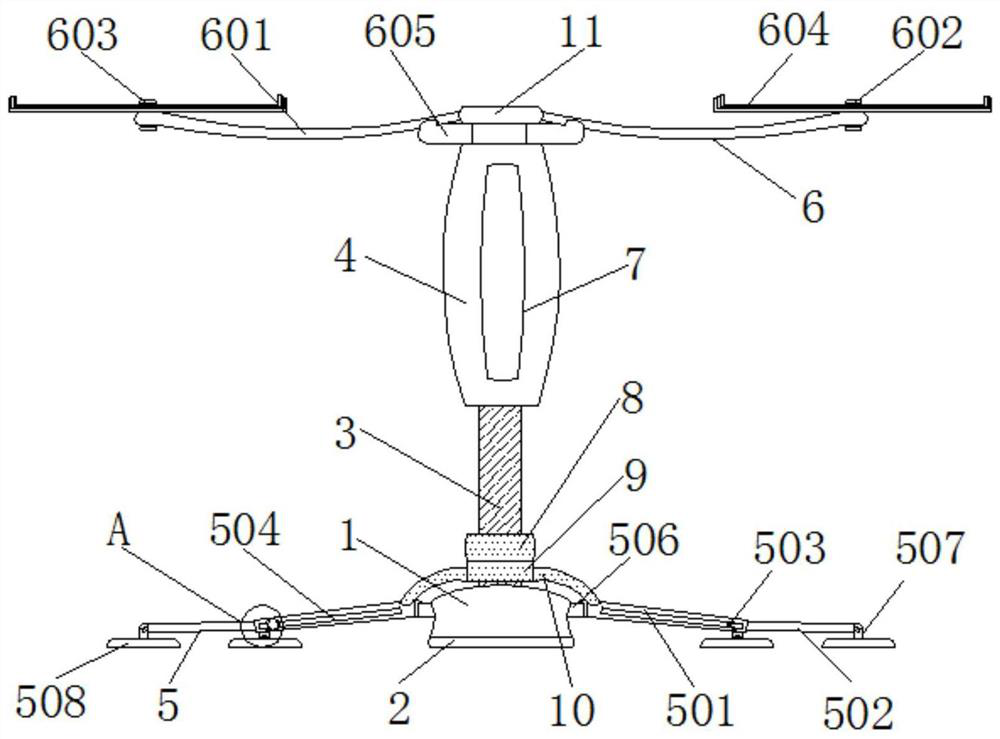 A dining table dish receiving device that can be retracted freely and utilizes the spare space