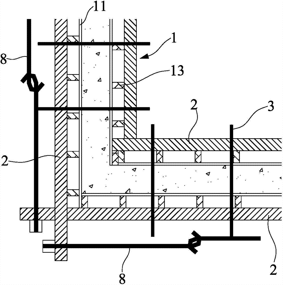 Construction method for high-strength shaping combined template of plank frame of shear wall