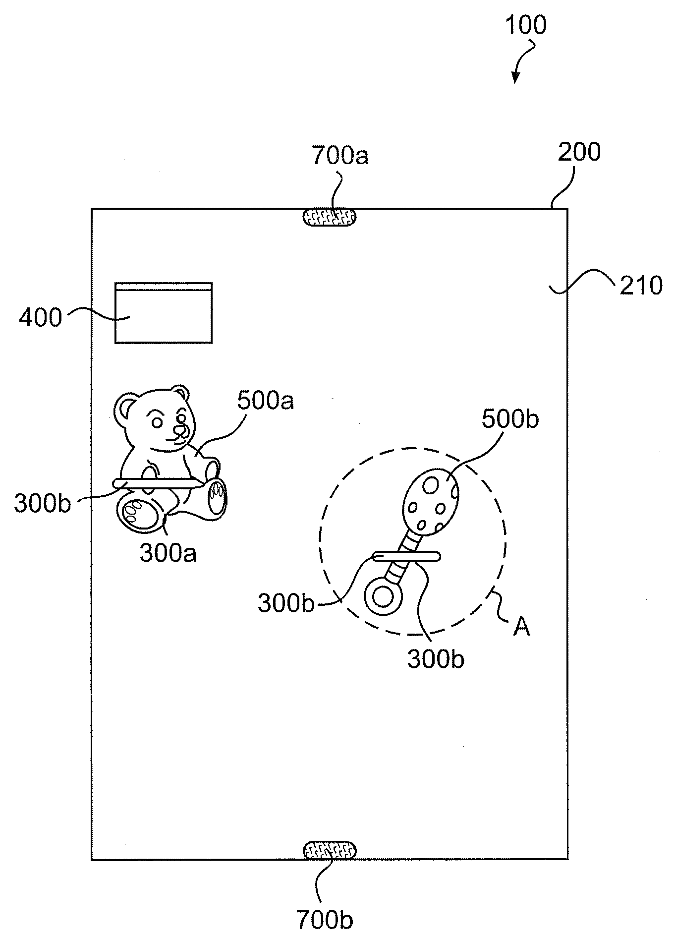 Placemat with toy holder(s) and/or attachment device(s)