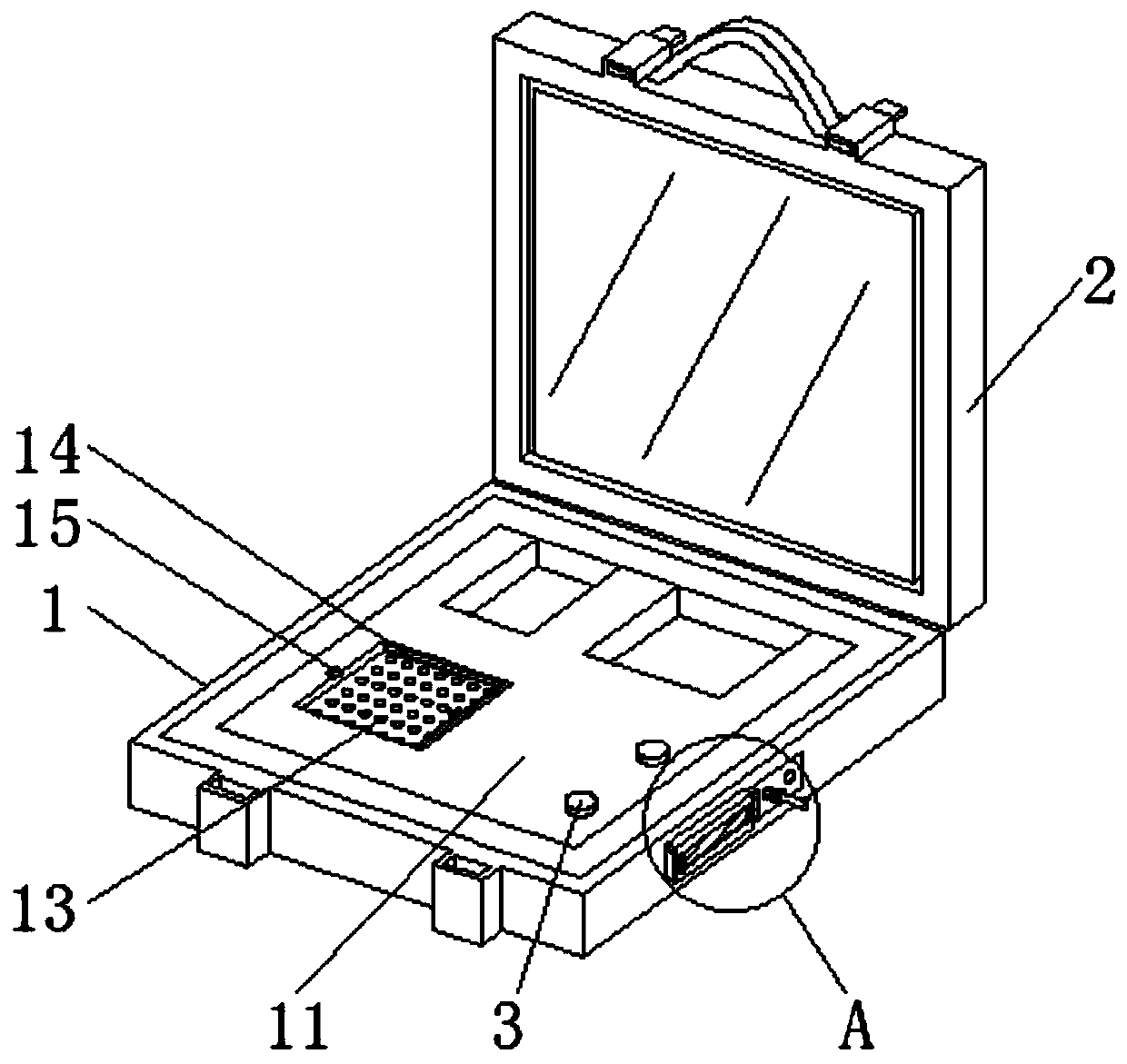 A computer software and hardware detection device convenient to move and adjust