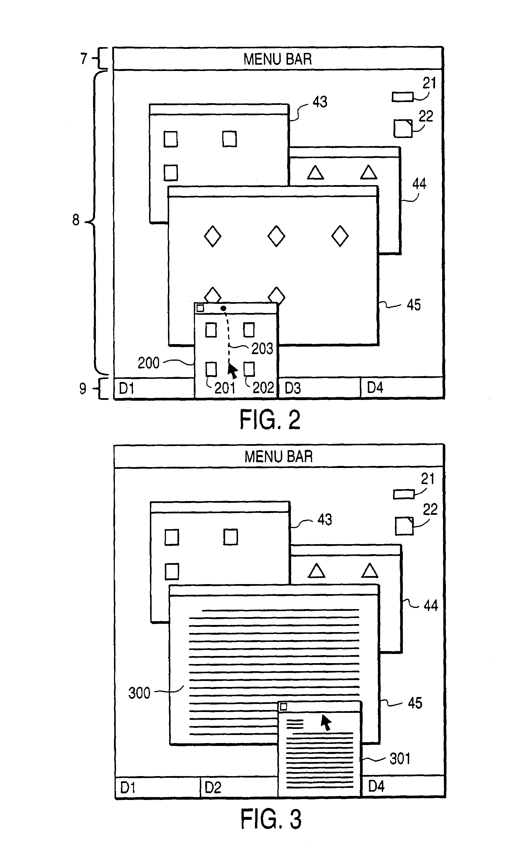 Computer system with graphical user interface including drawer-like windows