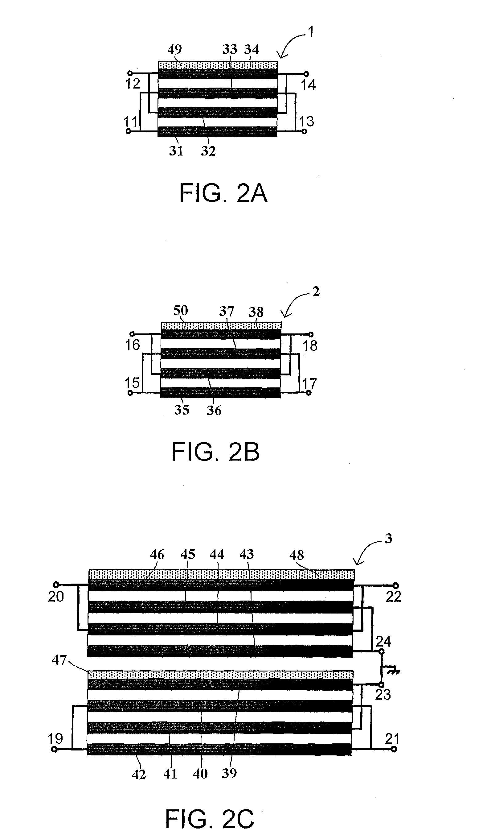 Entirely integrated EMI filter based on a flexible multi-layer strip material