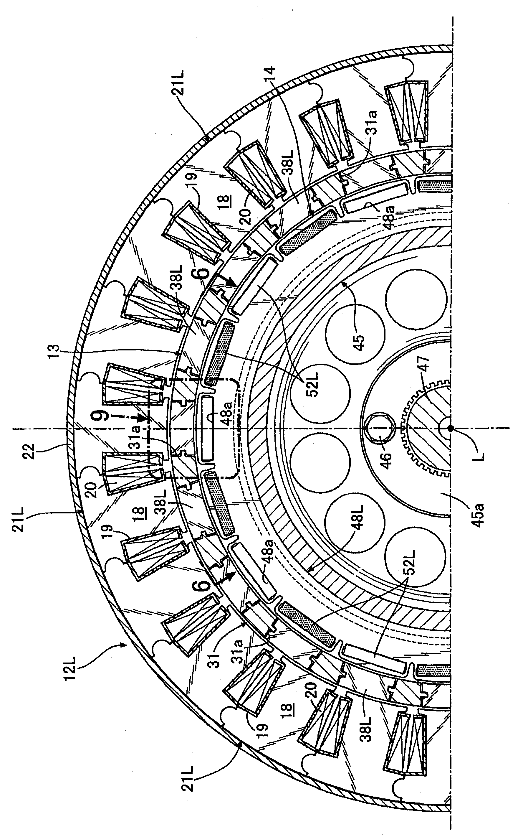 Motor and rotor for dynamo-electric machine