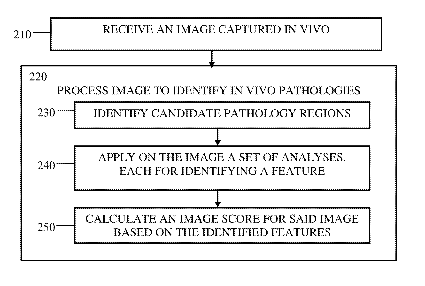 Method and system for identification of red colored pathologies in vivo