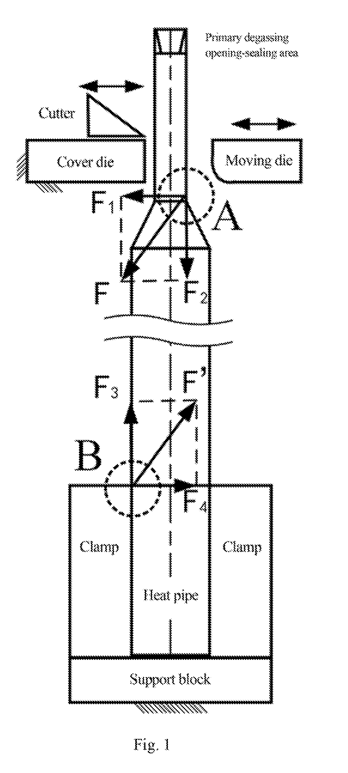 Automatic secondary degassing fixed-length mechanism for ultrathin heat pipe