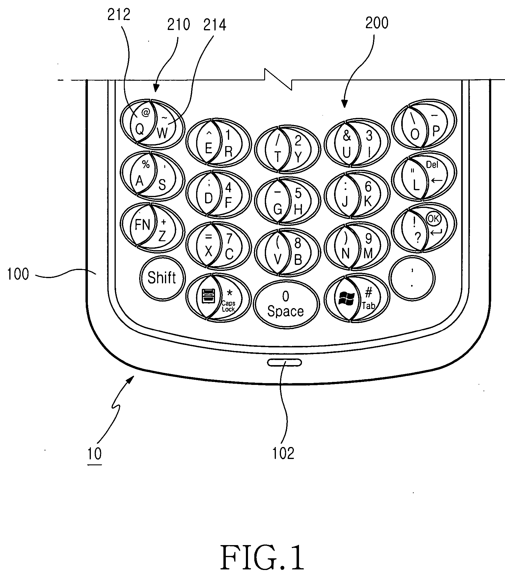 Data input key for a portable apparatus and key array thereof