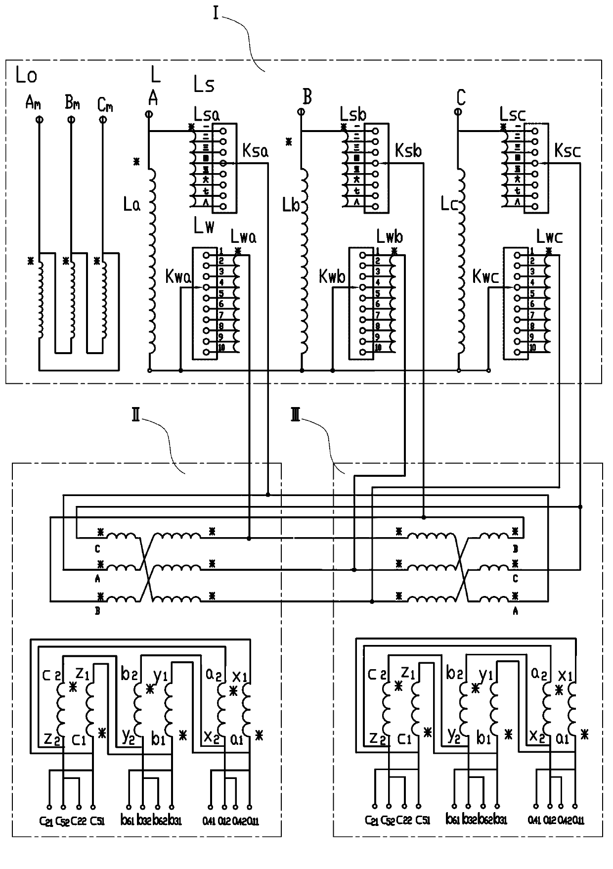 Novel on-load-tap-changing combined rectifier auto-transformer with independent ends