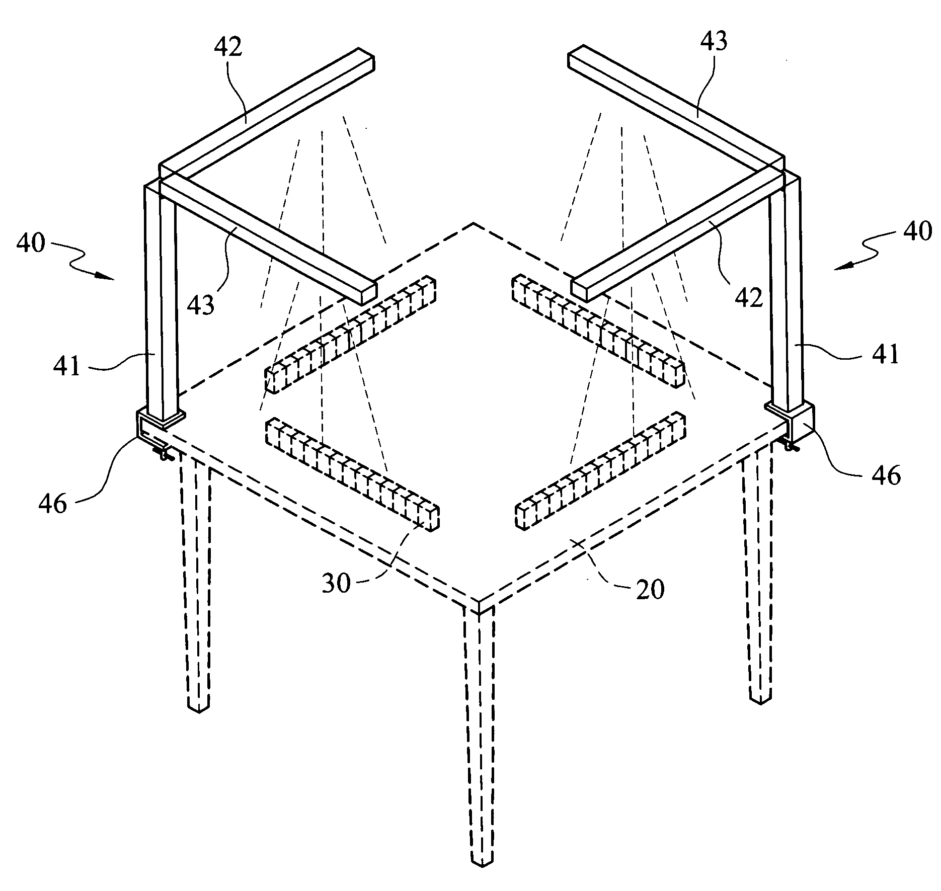 Biaxial folding lamp structure
