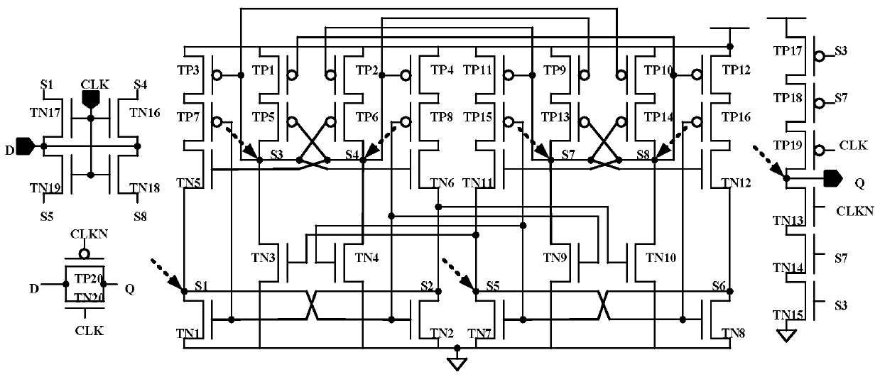 Low-redundancy charge sharing resistant D latch for high frequency circuit applications