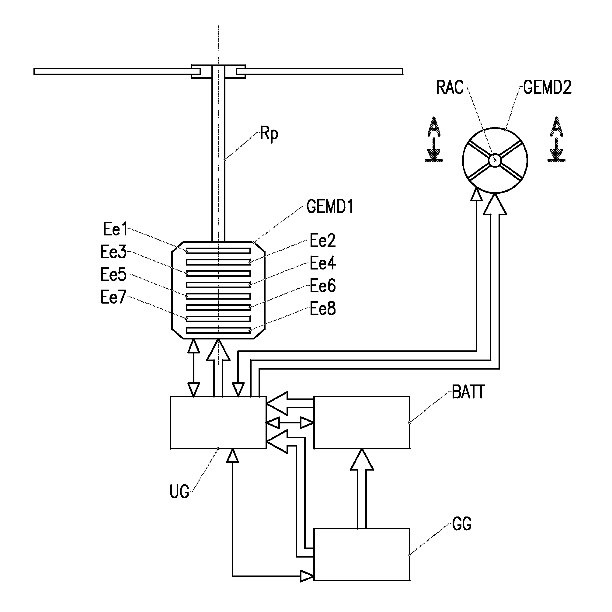 Aircraft comprising a distributed electric power unit with free wheels