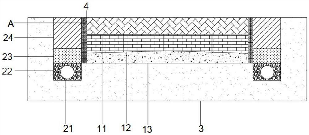 Urban permeable road water retention and drainage construction method and system