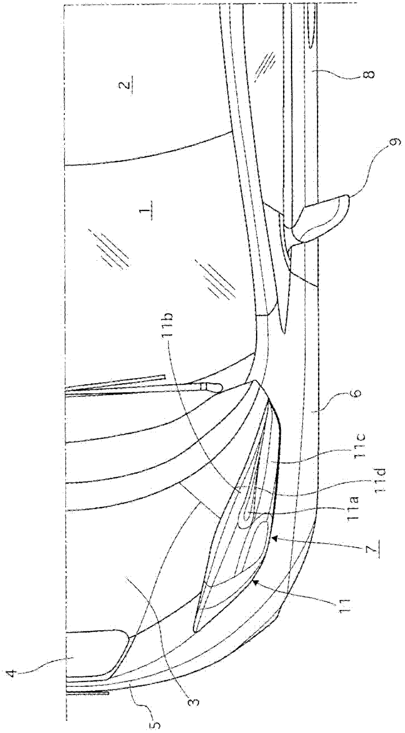 Vehicl boundary layer air flow control structure