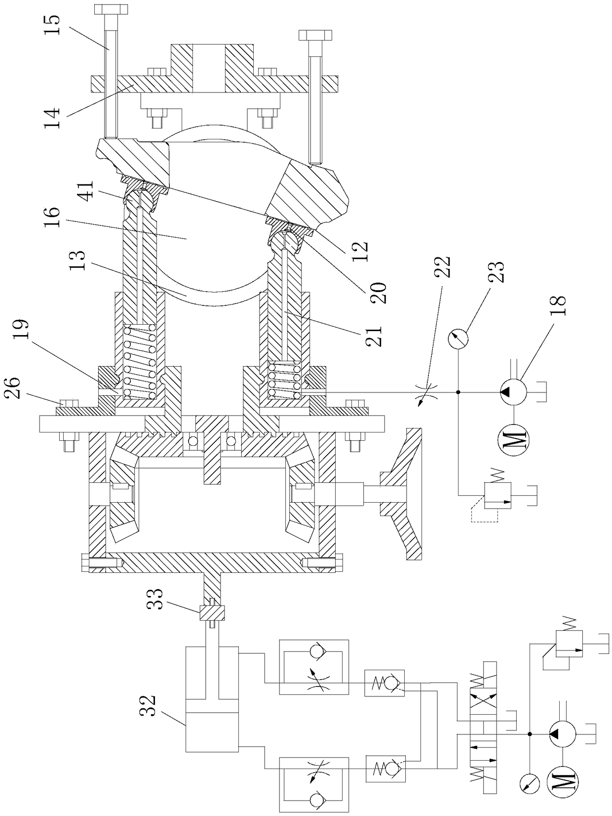 Axial plunger pump swash plate-piston shoe friction pair abrasion test device and test method thereof