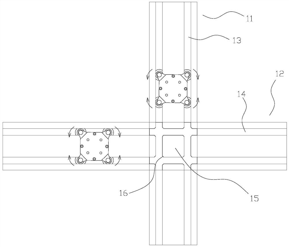 Heavy-load crossed guide rail shear type slide block