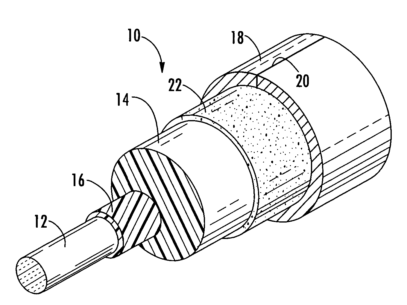 Coaxial cable with strippable center conductor precoat