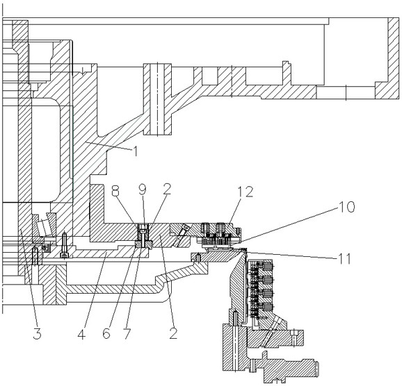 Adjusting mechanism for gap of upper dial cam of circular weft knitting machine