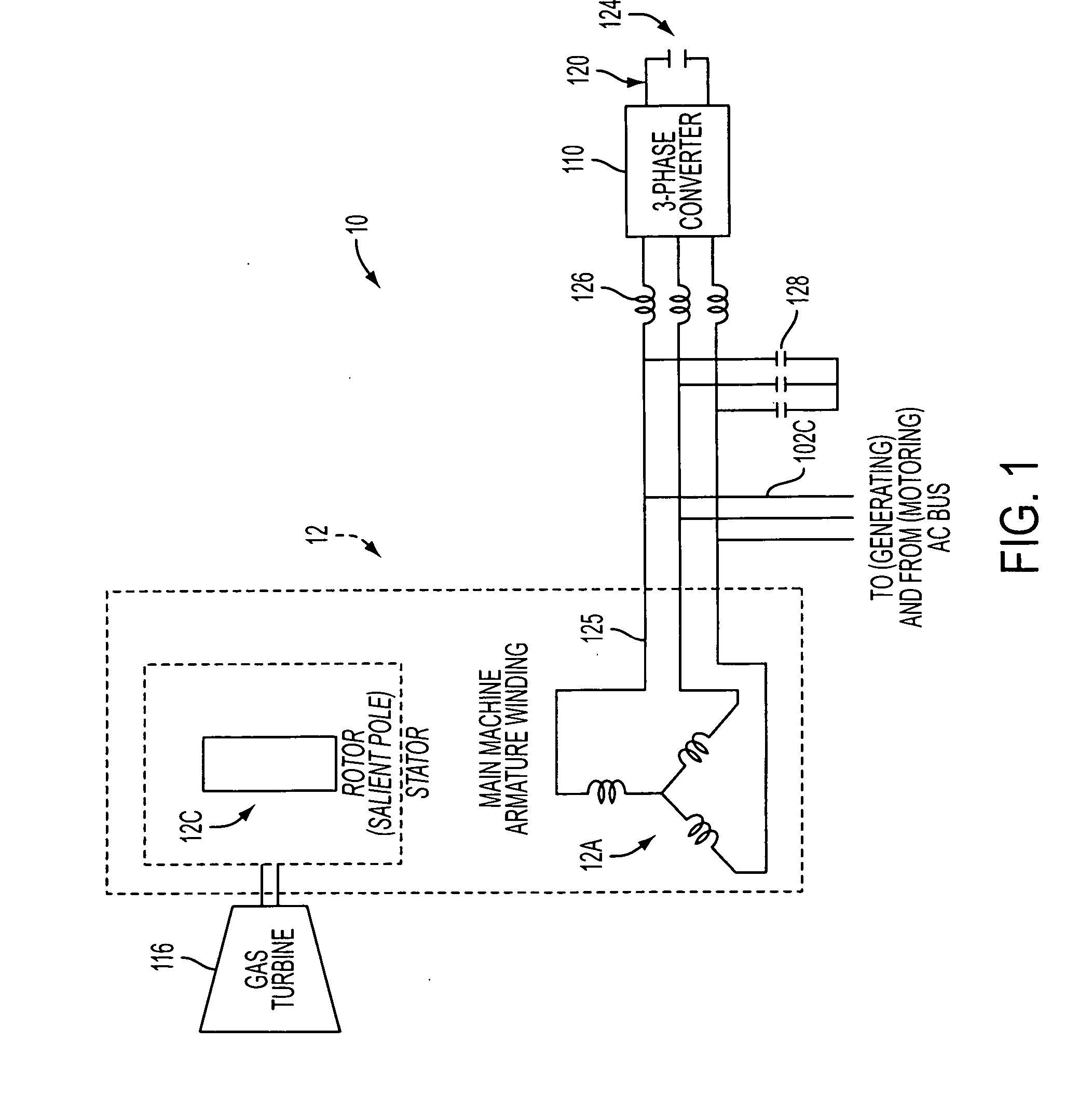 System and method for AC power generation from a reluctance machine