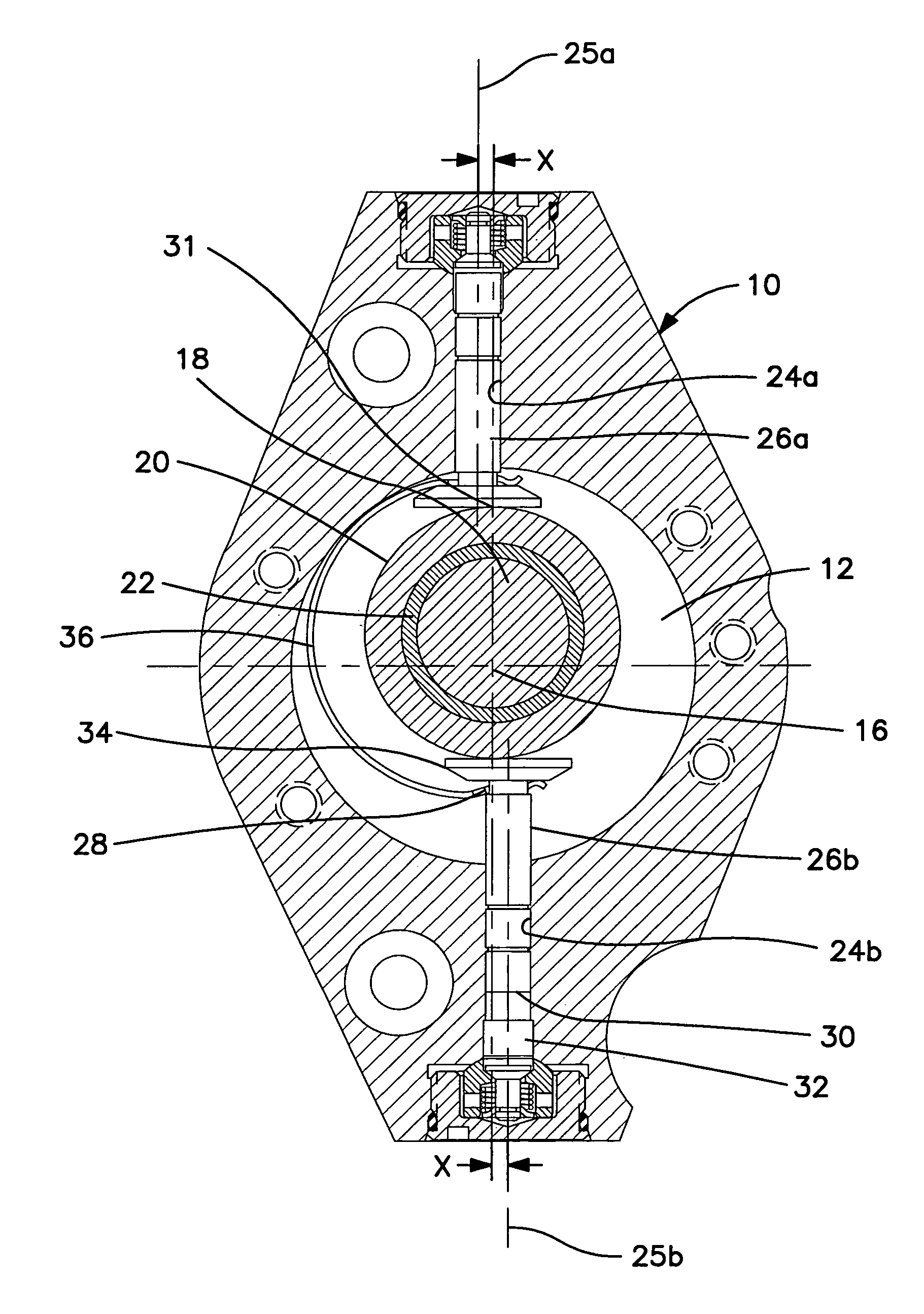 Radial piston pump with eccentrically driven rolling actuation ring