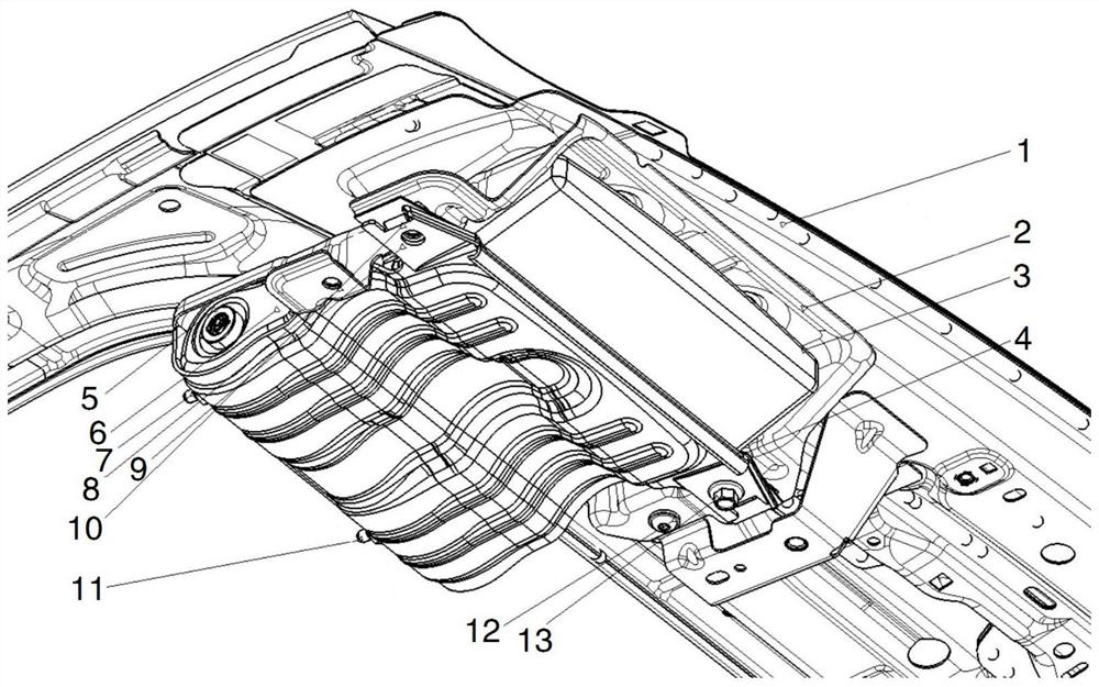 Novel ceiling safety air bag mounting structure