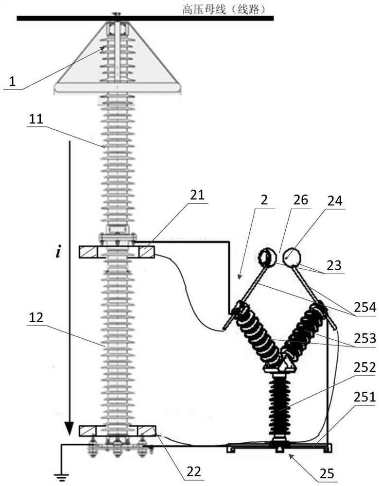 Gap forced triggering device and alternating-current controllable lightning arrester