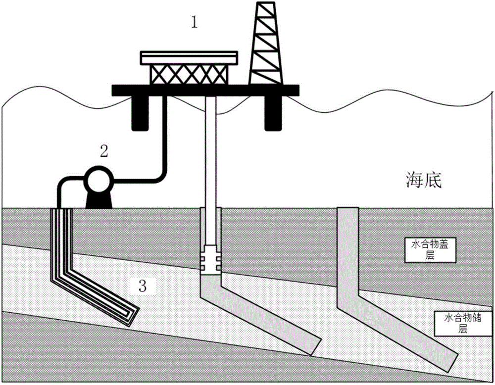 Slant well marine gas hydrate extracting method