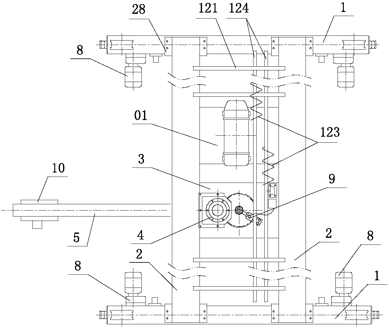 Crane provided with lifting trolley and suspension trolley and capable of rotating at any angle