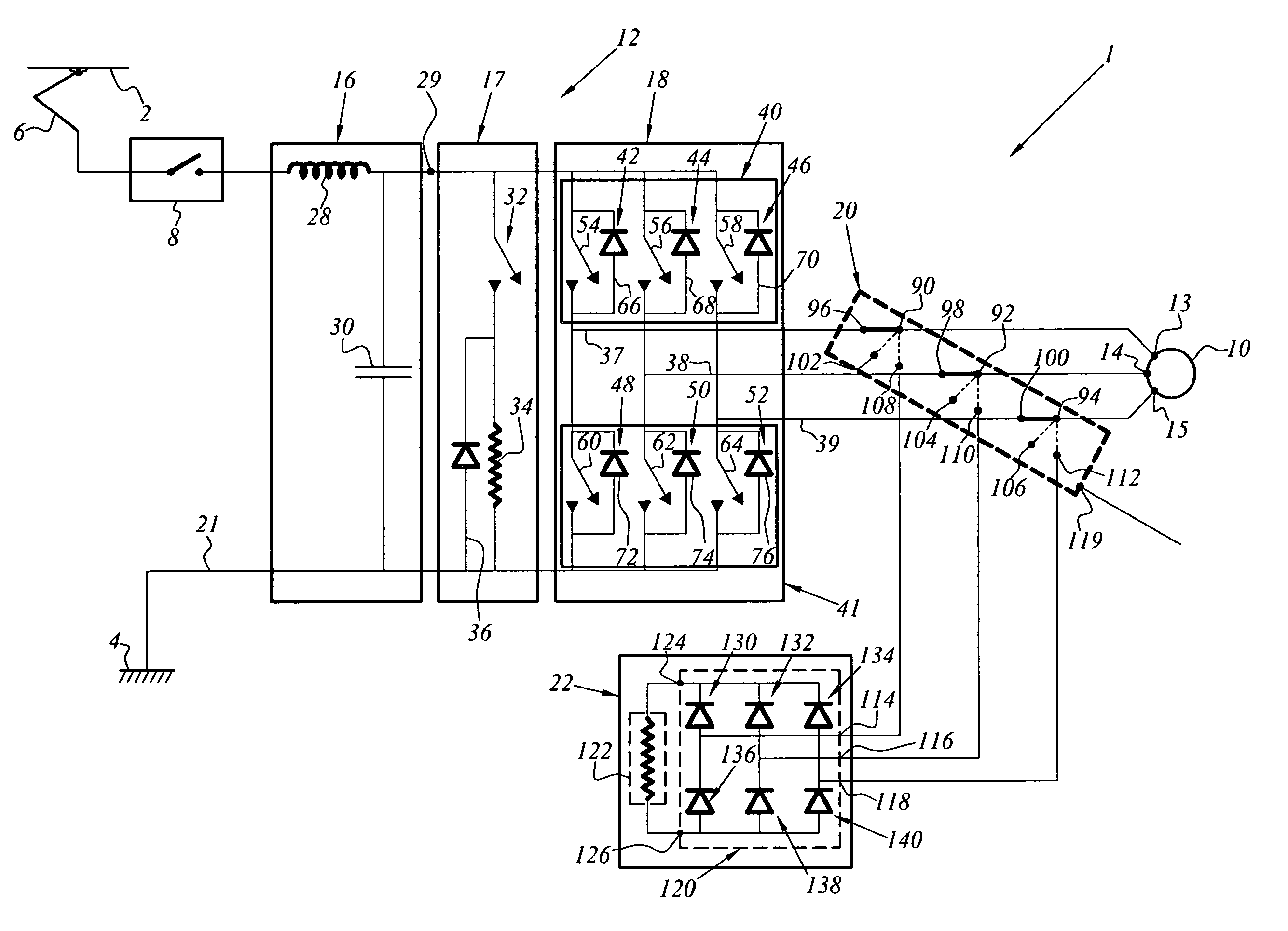 Rheostatic safety braking device having a bipolar resistive assembly with permanent magnet motor