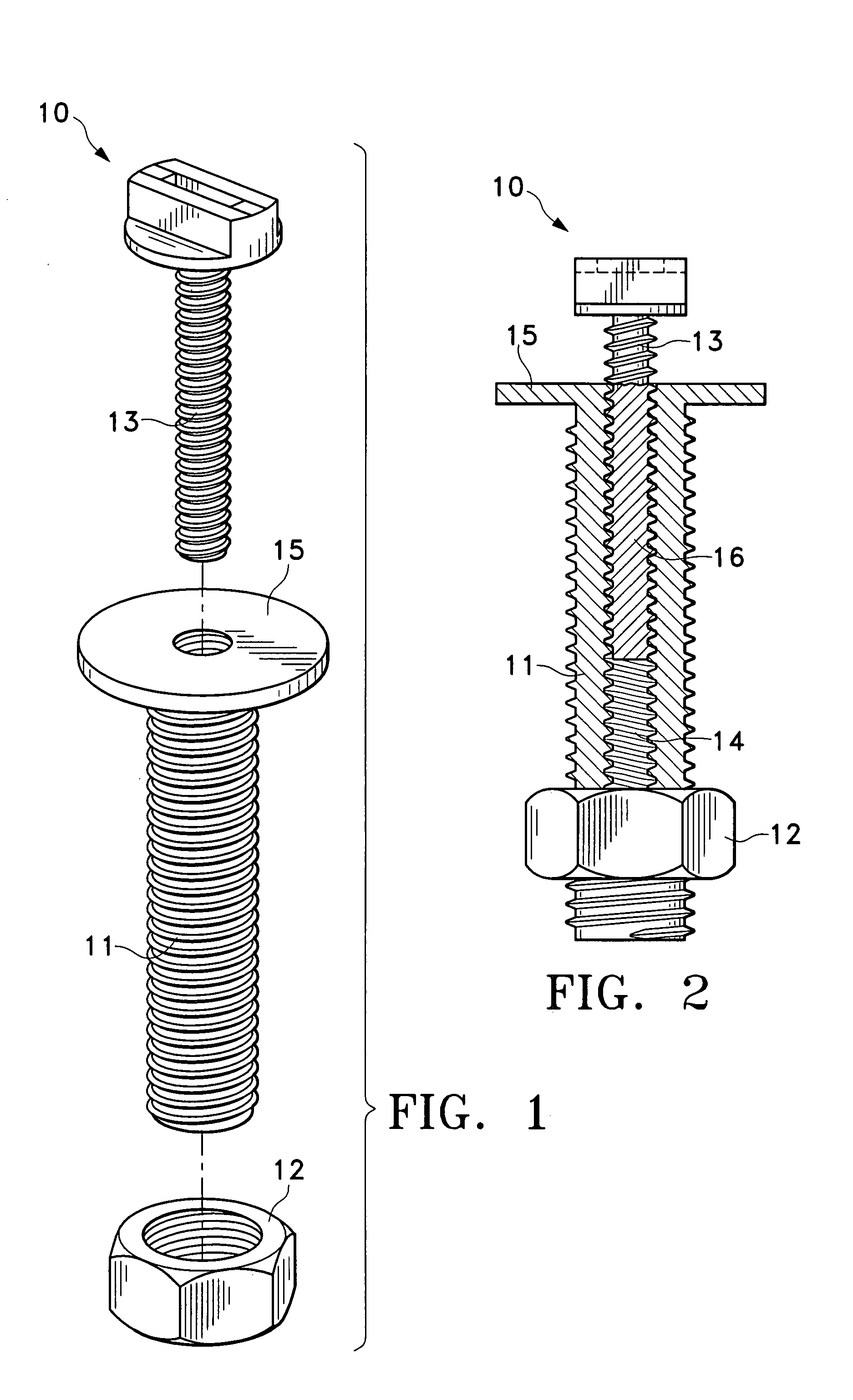 Bolt assembly for the attachment of toilet seats and other articles