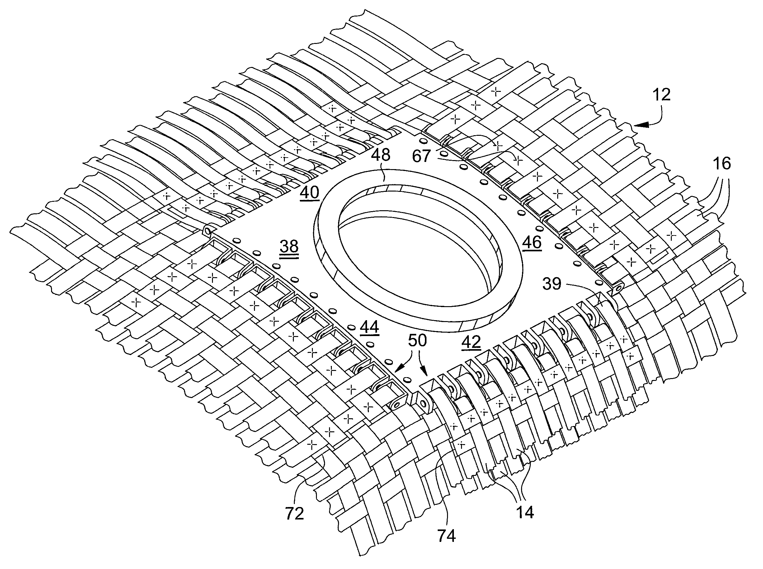 Apparatus for integrating a rigid structure into a flexible wall of an inflatable structure