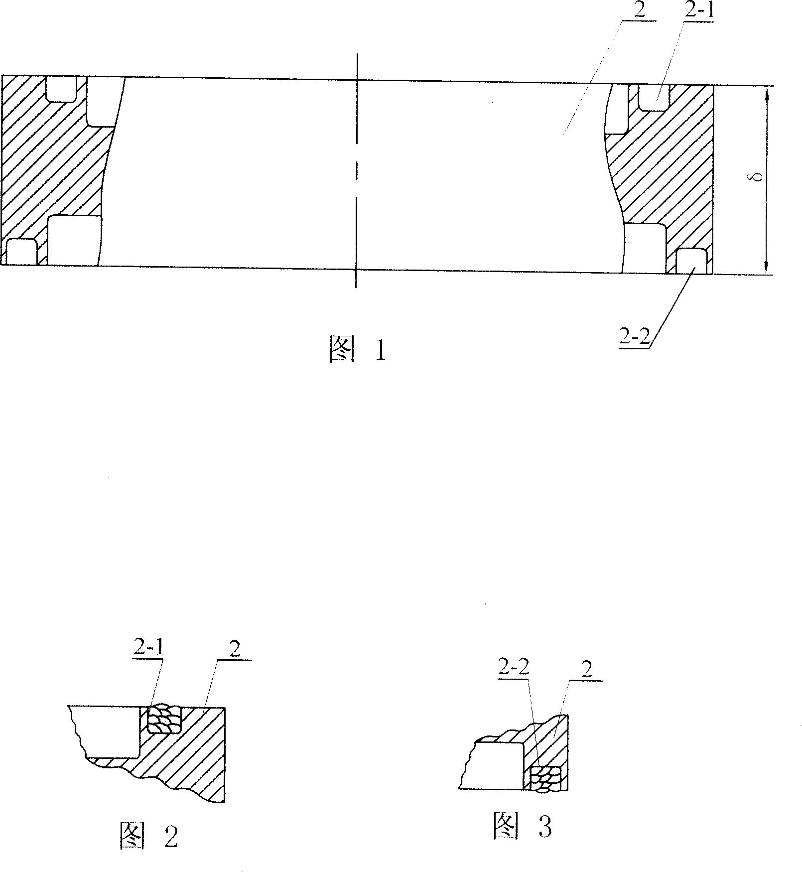 Pile-up welding method of turbine low pressure heater pipe plate and shell, water chamber junction