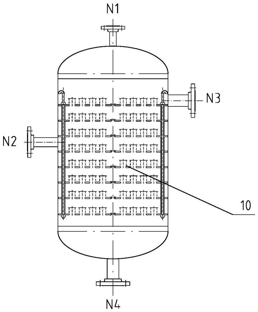 A vertical oil-water separation device