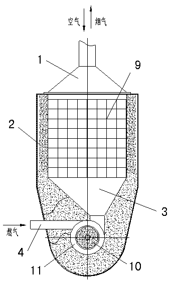 Double-rotational-flow single-heat-storage flat flame burner