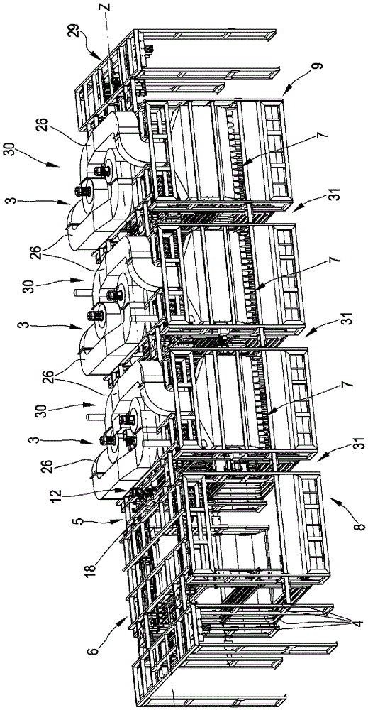 Industrial equipment for drying and/or conditioning flexible laminated surfaces