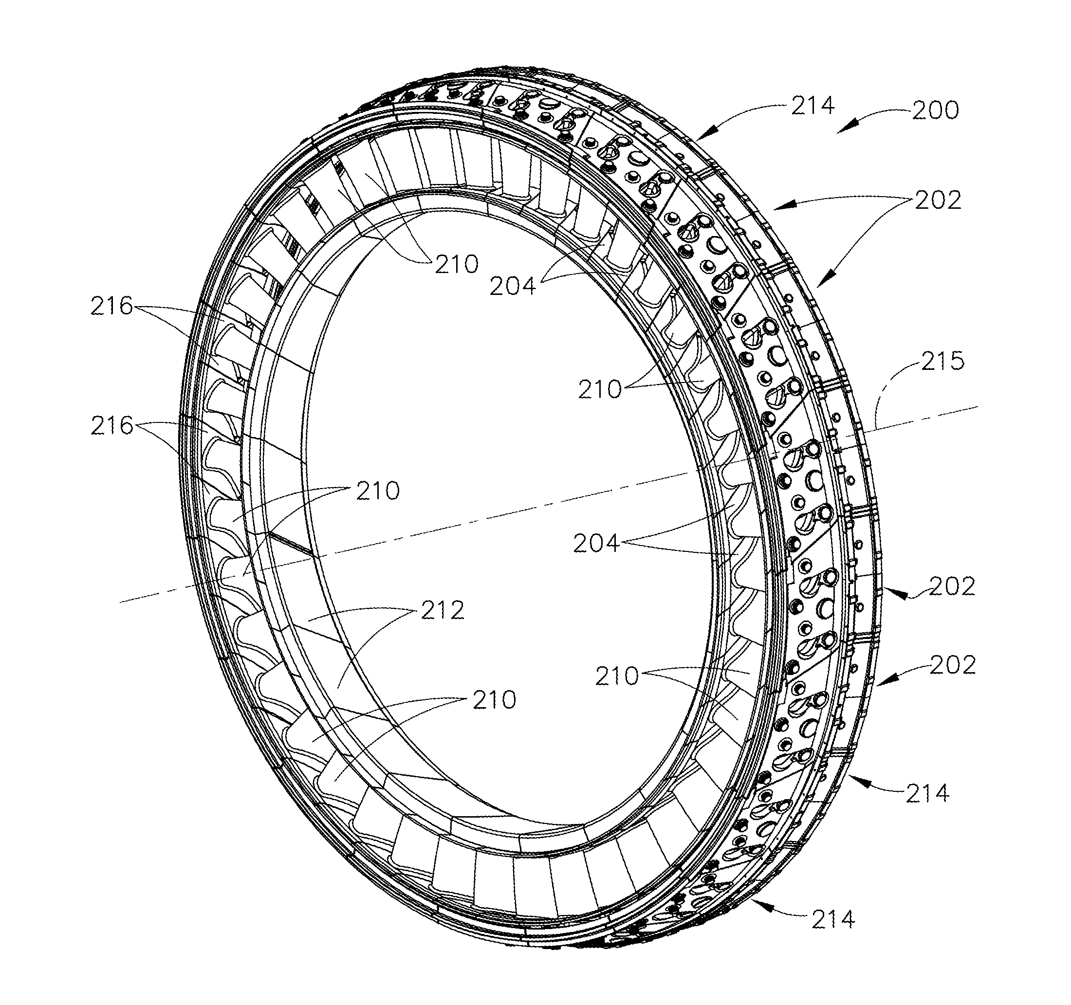 Method and system for interfacing a ceramic matrix composite component to a metallic component