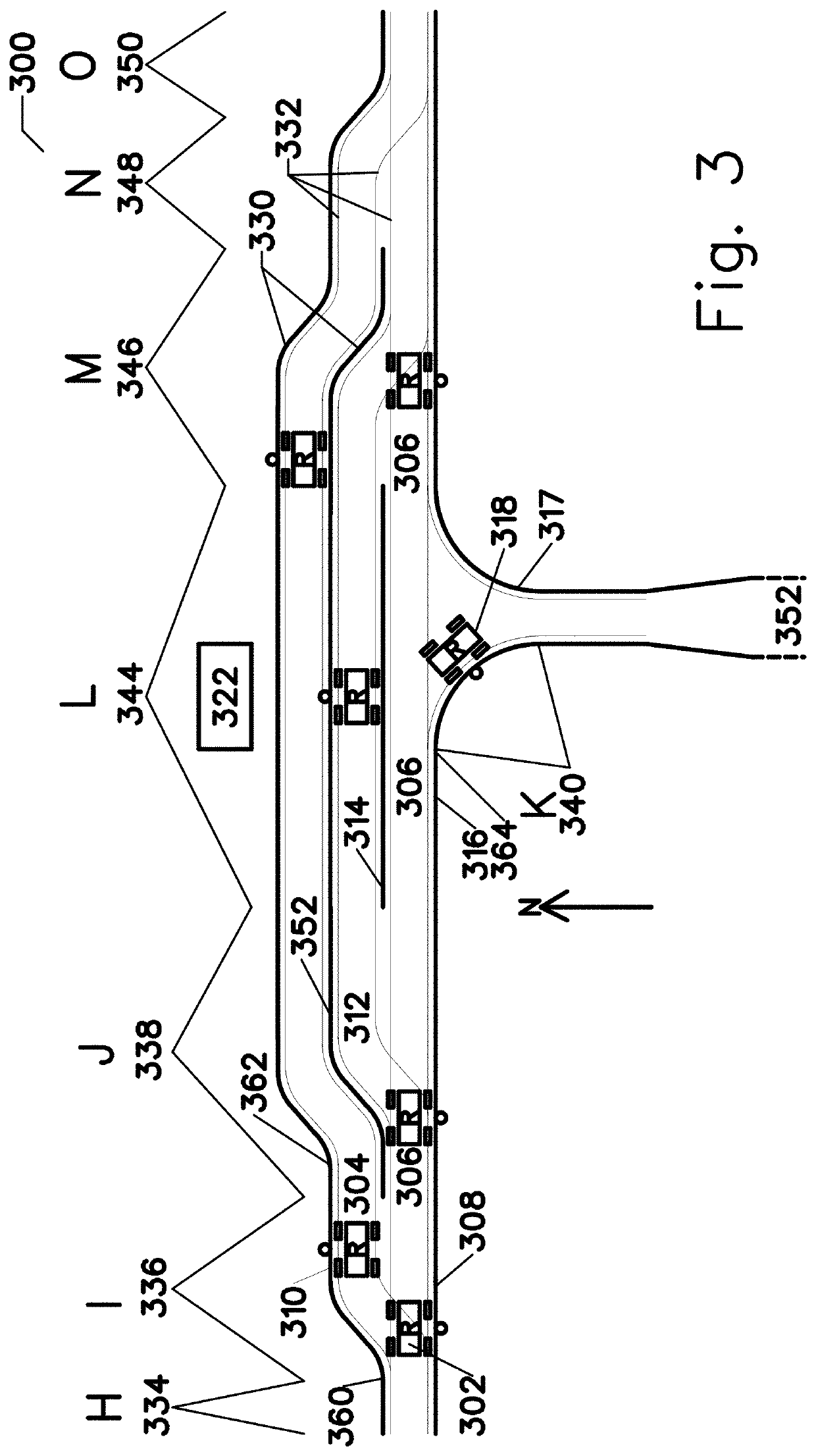 Automated road-rail transportation system with side stabilization