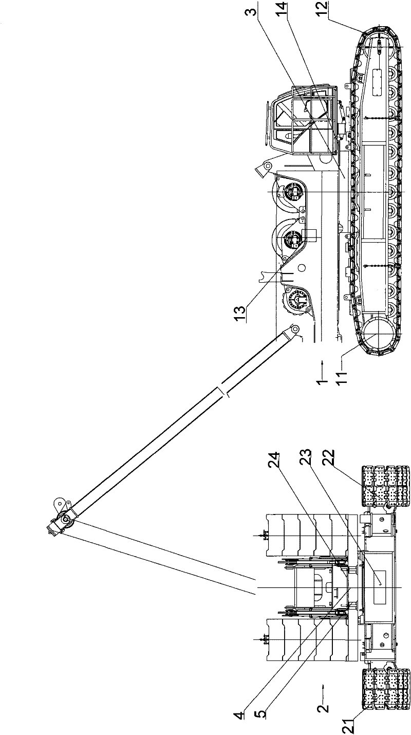 Electrical control device for crawler-type counter weight trolley and control method thereof