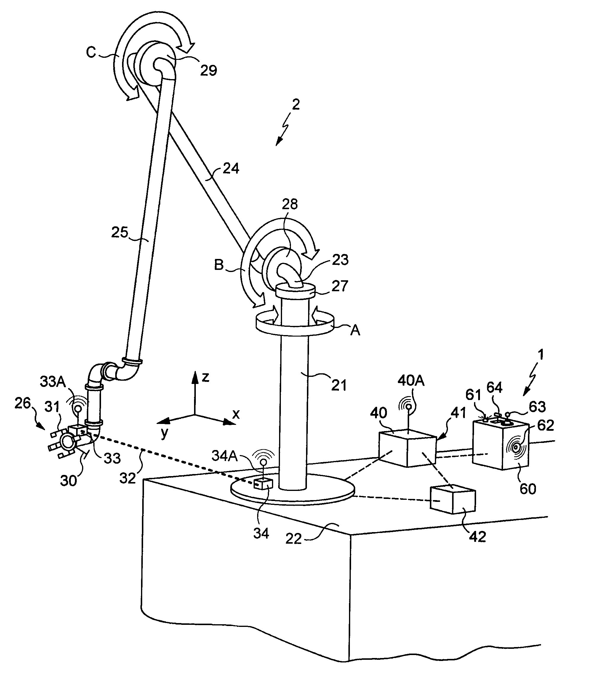 Device for providing information on positioning of a moveable coupling of a marine fluid loading system